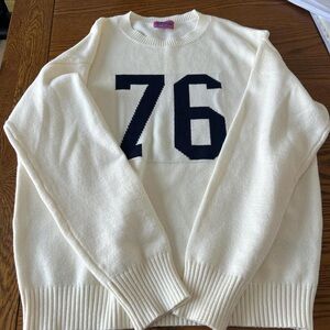 Edikted Cream Sweater with Black Number Design